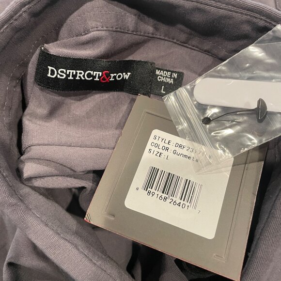NWT Dstrct & Row Men's Sz L Stretch Dress Shirt Gunmetal Gray LS Button Down - Picture 2 of 7
